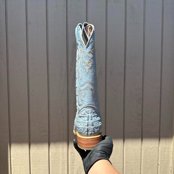#10 Light Blue Crocodile Tail Boot with Details, Model A0408 - Picture 5 of 5